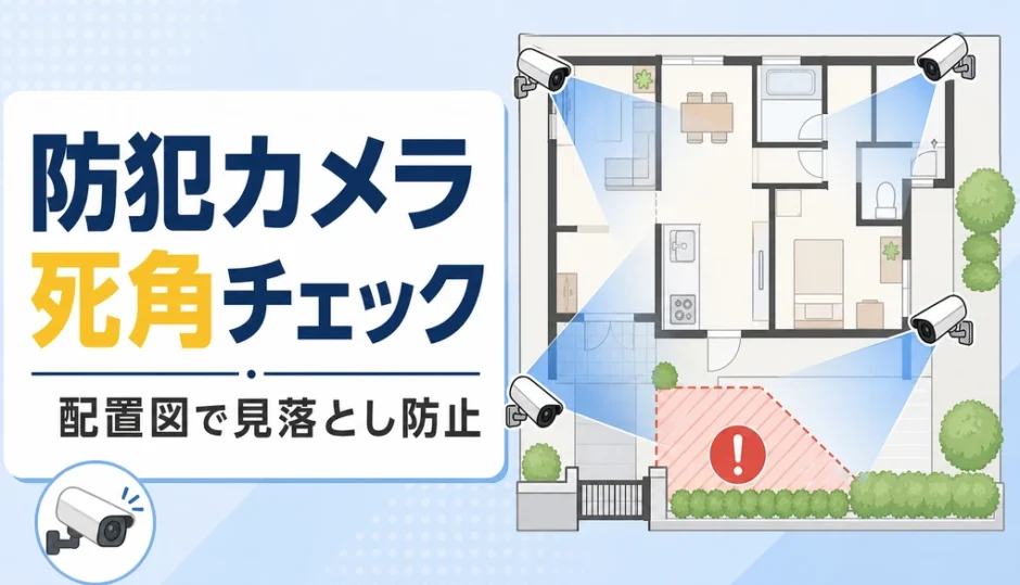 防犯カメラの死角チェックを配置図で示すサムネイル