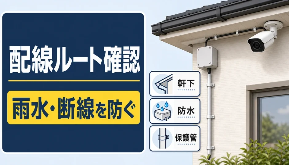 屋外カメラの配線ルート確認と防水・保護管のポイント