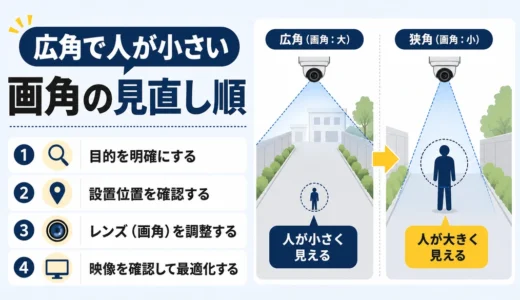 広角で人が小さく映る防犯カメラの画角見直し順