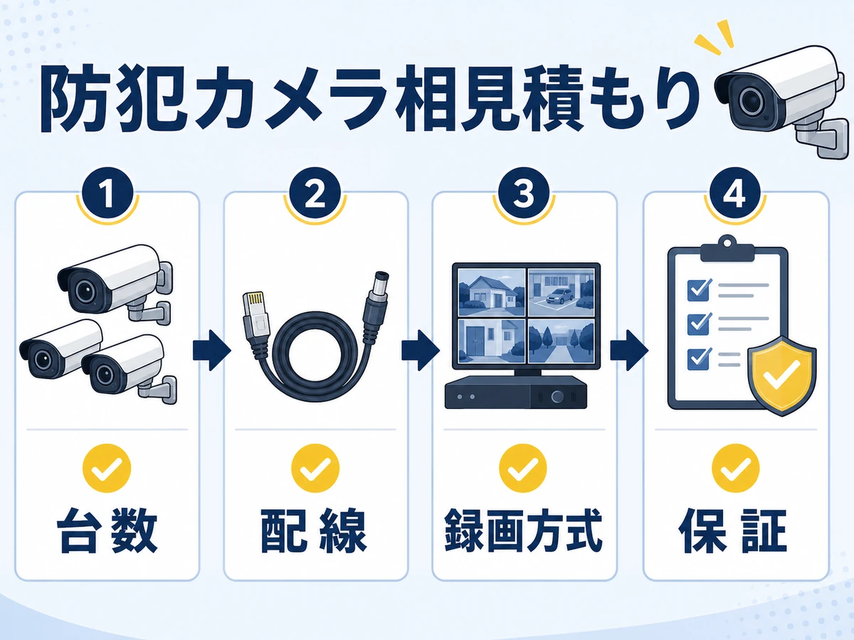 防犯カメラ相見積もりで台数・配線・録画方式・保証を確認する流れ