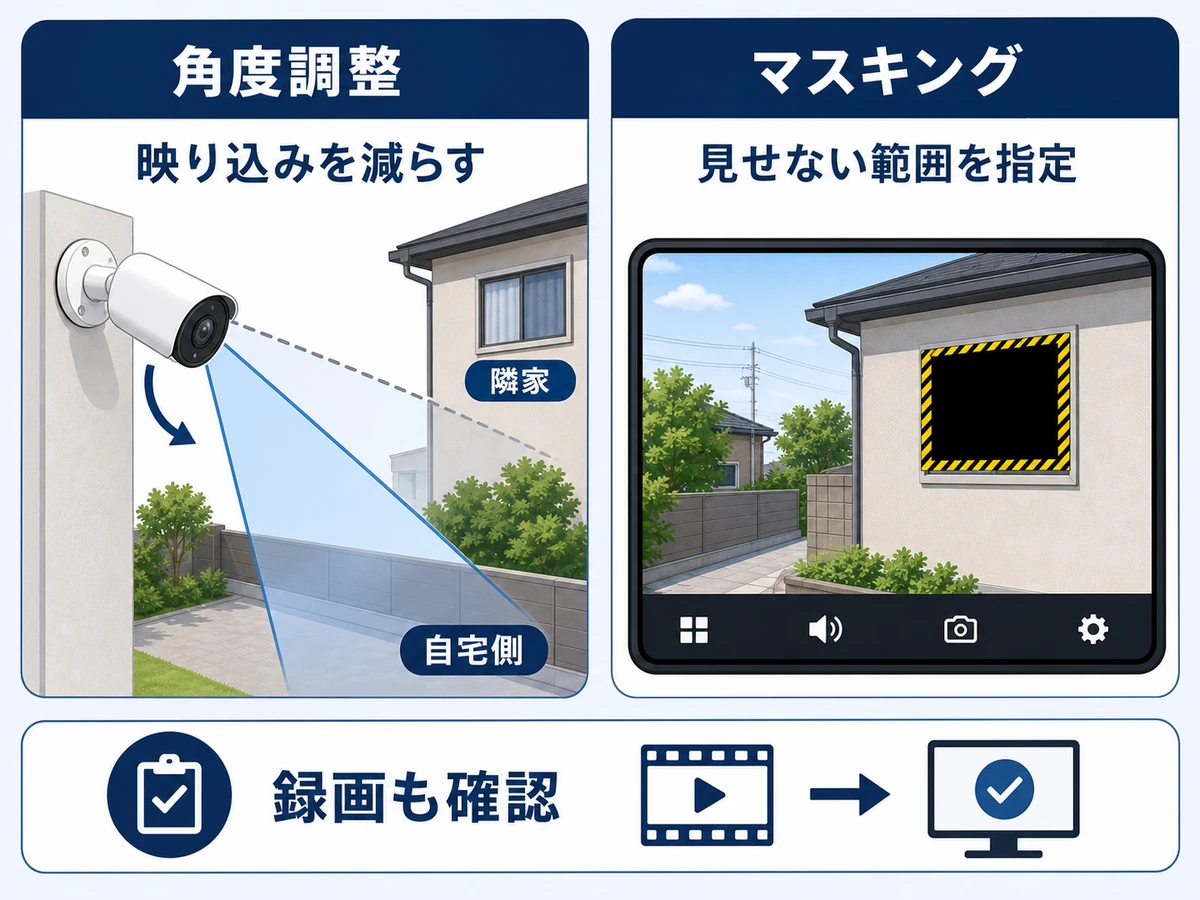 防犯カメラの角度調整とマスキングの違い