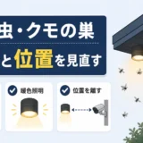 夜の防犯カメラの虫・クモの巣対策を照明と位置で見直す図解