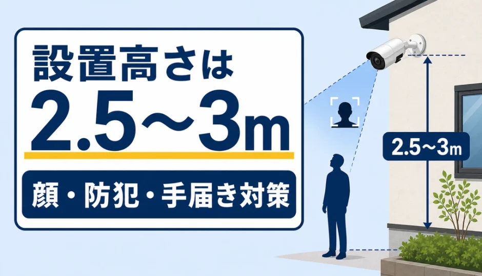 防犯カメラの設置高さ2.5〜3mと顔・いたずら対策の目安