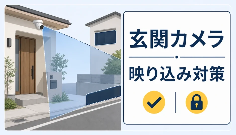 玄関前の防犯カメラで道路や隣家が映る範囲を見直すイメージ