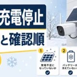 冬にソーラー防犯カメラが充電停止する原因と確認順を示すサムネイル