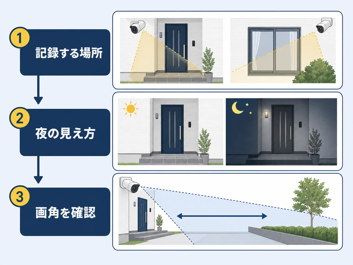 一人暮らし女性が防犯カメラを選ぶ際に優先したい機能とは？設置から通知まで整理の確認ポイントを示す本文画像