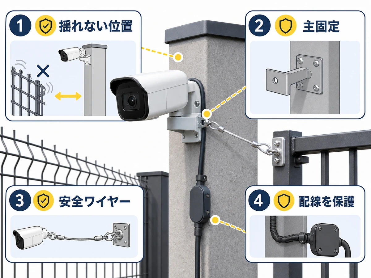 防犯カメラの振動・落下・盗難を抑える設置の4つの確認点