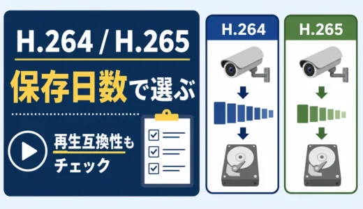 防犯カメラのH.264とH.265はどっち？保存日数・画質・互換性の選び方