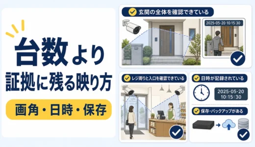 防犯カメラは何台必要？証拠に残る映像条件と配置の決め方