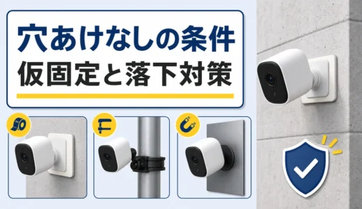 コンクリート壁に防犯カメラを穴あけなしで付ける方法｜仮固定の条件と落下対策