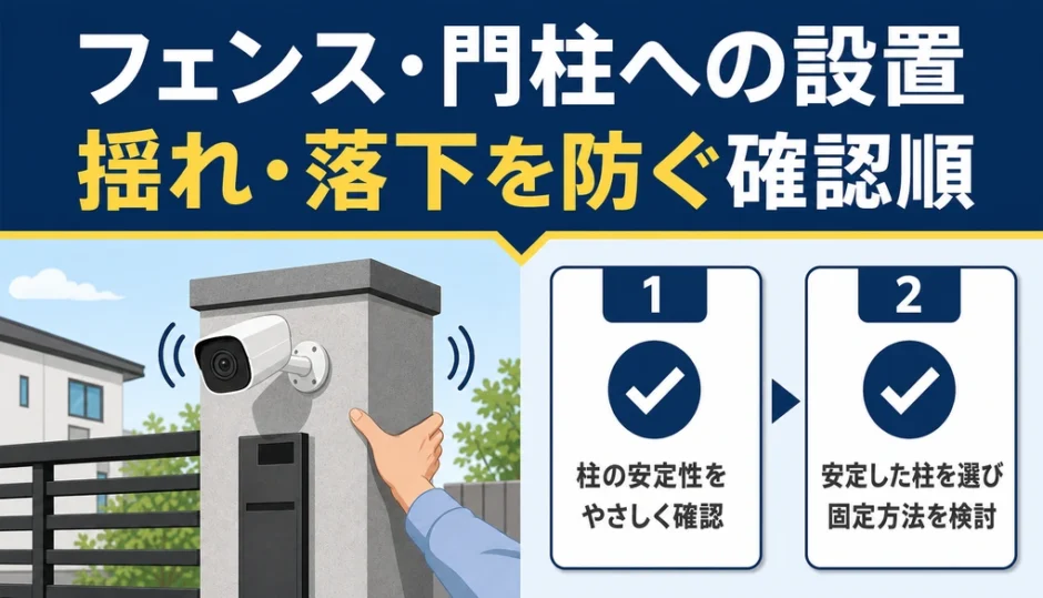 フェンス・門柱への防犯カメラ設置で揺れと落下を防ぐ確認順
