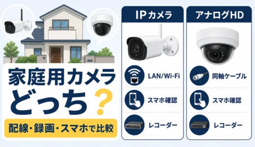 IPカメラとアナログカメラはどちらが家庭向き？配線・録画・費用の選び方
