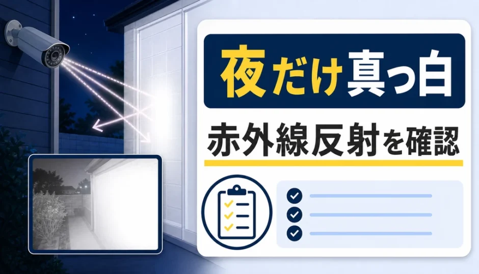 防犯カメラが夜だけ真っ白になる原因と赤外線反射の確認順