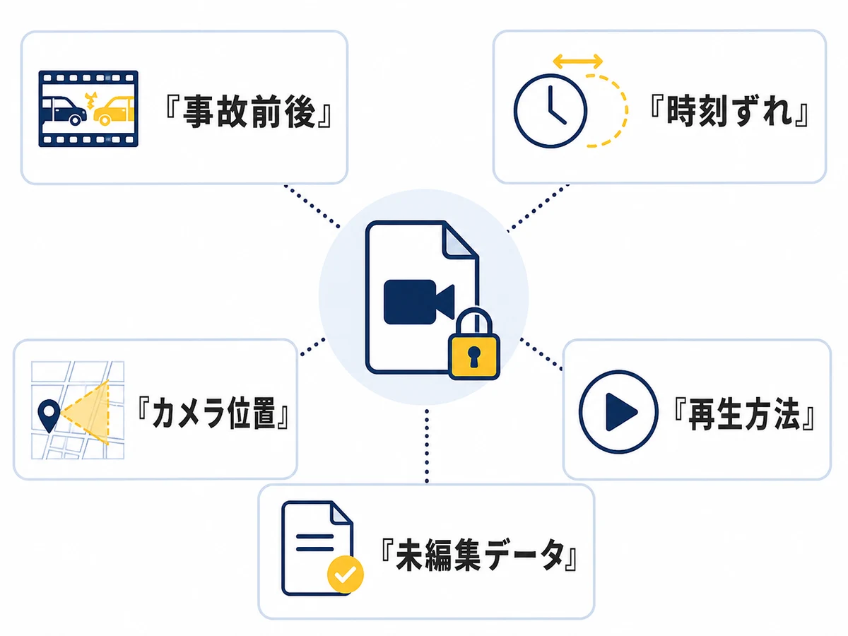 保険会社へ提出する防犯カメラ映像に添える情報のチェックリスト