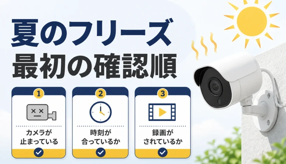 防犯カメラが夏にフリーズしたときの最初の確認順